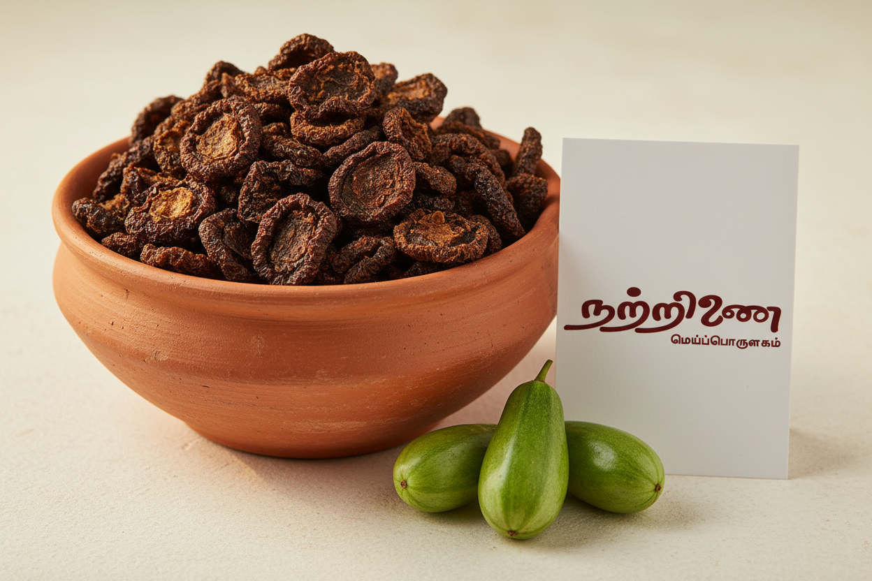 Kovaikkai Vathal sun-dried ivy gourd with fresh ivy gourd and Nattrinai branded tag