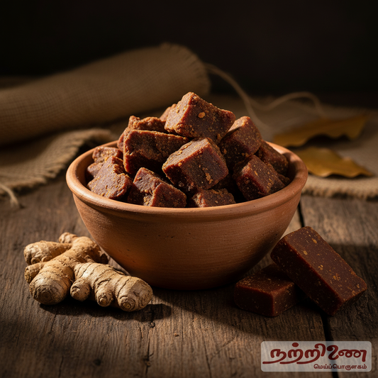 Nattrinai Sukku Karuppatti - Dry Ginger Palm Jaggery