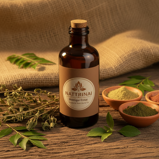 Mooligai Ennai Herbal Oil – Nattrinai branded product image