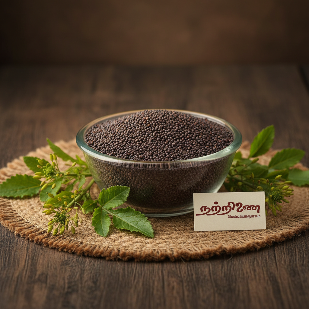 Naai Kadugu Wild Mustard Seeds in Glass Bowl | Nattrinai